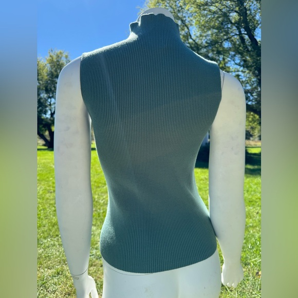 NWT Teal Ribbed Turtleneck Tanktop 'Sweewe Paris' Small Shabby Chic - Picture 3 of 4